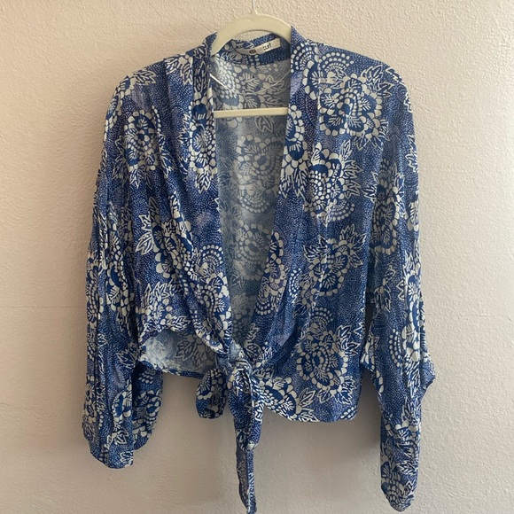 Rip Curl Tops - Rip Curl Women's COASTAL TD FLORAL KIMONO Blouse Blue XL